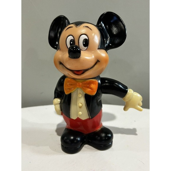 Vintage Mickey Mouse Walt Disney Productions Coin Piggy Bank Plastic 6.5" Korea - Picture 1 of 3